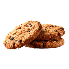 Stacked chocolate chip cookies freshly baked dessert on transparent background