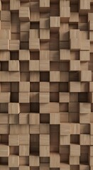 Abstract textured background of natural wood blocks in varying sizes and depths