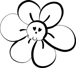 Clipart hand drawn flower for Halloween decoration, doodles outline. cute hand drawn design for print, coloring, wallpaper.