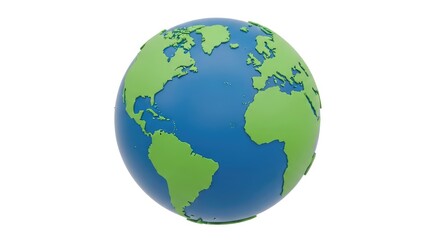 Fototapeta premium World Globe 3D Rendering on Isolated White Background Showing Continents and Oceans
