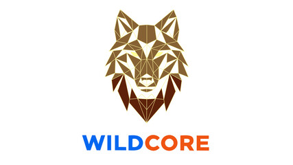 Fototapeta premium Striking geometric wolf head logo design, perfect for modern branding and wild spirit themes.