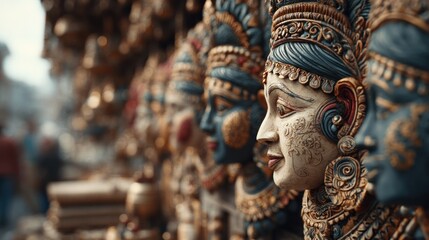 Traditional Nepalese craftsmanship, artistic depiction of deity figurines