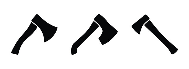 Three stylized axe heads in a row silhouette