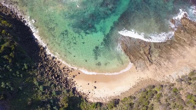 Aerial shot of the Great Ocean Road, Victoria, showcasing striking cliffs, clear blue sea, and natural forest scenery along the famous coastal landscape - DLOG Flat File 4K