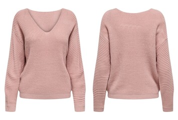 Knitted sweater for woman isolated on white, top view