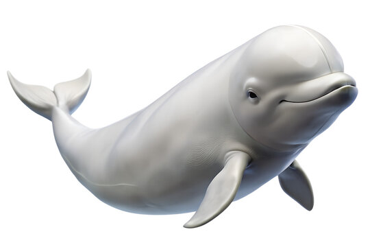 Beluga Whale Close Up Portrait Isolated on Transparent Background - Powered by Adobe