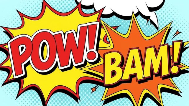 Dynamic Comic Book Action Effects - Animated Pop Art Explosions and Impact Sounds for Superhero Videos and Graphic Novels