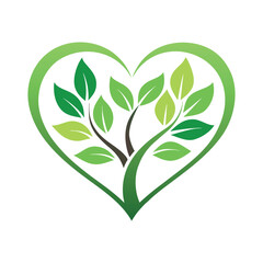 Eco-Friendly Heart Tree Logo &ndash; Minimal Green Nature Vector Design