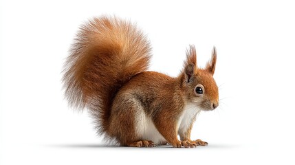 Adorable red squirrel portrait on white background, perfect for nature lovers and animal enthusiasts now