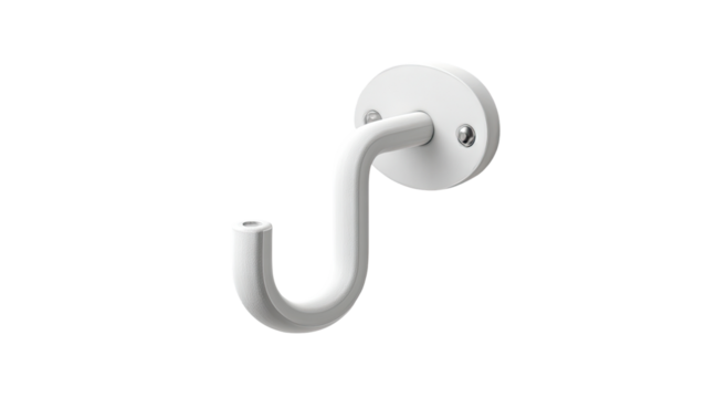 White wall hook with a curved S-shape