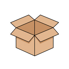Open Cardboard Box with Flaps Extended in White Background
