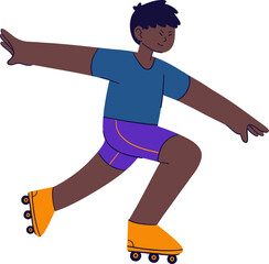 A young boy roller skating, dynamic pose, outdoor activity, athletic.