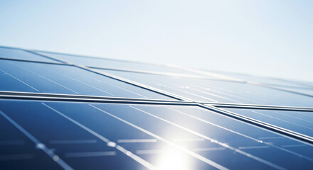 Clsoe up clean solar panel under of blue sky