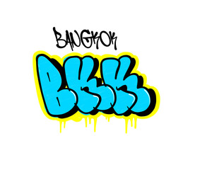 textured graffiti bubble style letters BKK isolated design