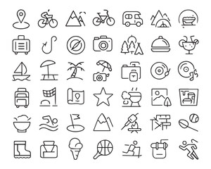 Set of outline icons related to real estate. Linear icon collection