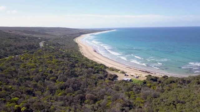 Aerial view of the Great Ocean Road in Victoria, Australia, showcasing dramatic coastal cliffs, turquoise ocean waves, and lush forest along one of the world&rsquo;s most iconic scenic routes - DLOG Flat Fi