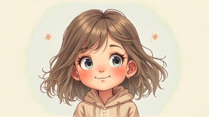 Girl with Hoodie and Brown Hair