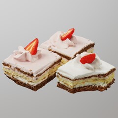 Delicious strawberry cream layered cakes.