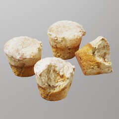 Homemade rustic muffins on a gray background