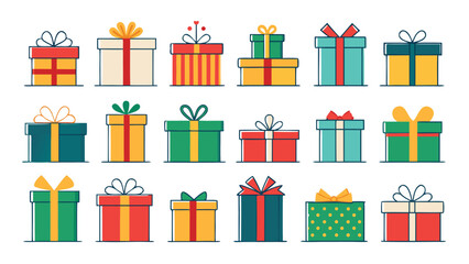 Colorful Gift Boxes Collection for Christmas Birthday or Other Celebrations