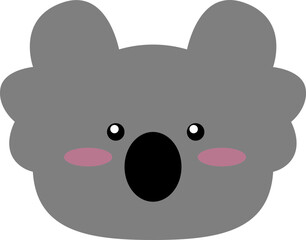 A simple, cartoon-style illustration featuring the head of a koala bear, looking forward.