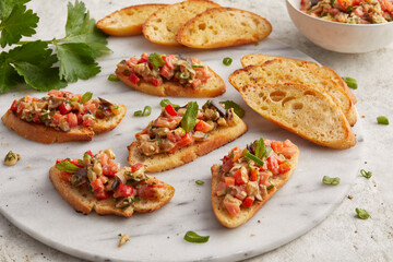 Eggplant tartare with baguette