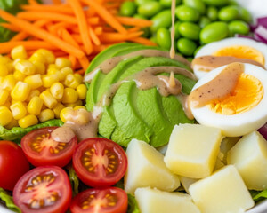 fresh vegetables salad on white plate