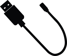 USB Cable Silhouette Vector Art Illustration