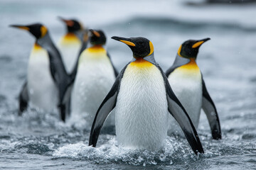 Fototapeta premium King Penguins in the sea