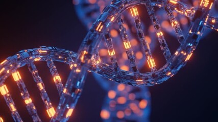 Animated DNA Strand - Digital Code, Science and Technology Visualization. - Powered by Adobe