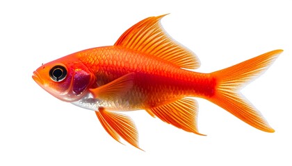 Fototapeta premium Vivid orange fish, detailed fins, isolated on white