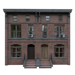 Obraz premium Classic brick townhouse facade with steps.