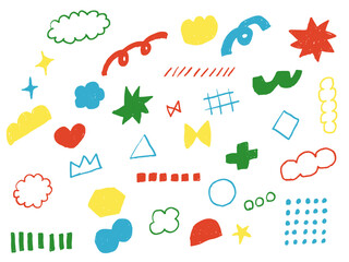 手描きあしらいセット　幾何学模様　パターン　カラフル
