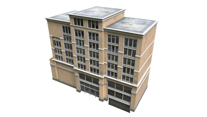Beige modern urban apartment building isolated