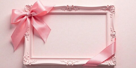 A Delicate Pink Frame Adorned with a Lovely Satin Bow, Perfect for Elegant Announcements or Sentimental Messages