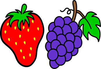 strawberry and grape vector
