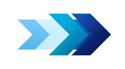 Blue arrow pointing right with gradient isolated on transparent background