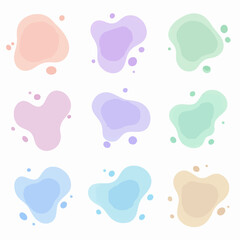 Abstract organic blob shapes in soft pastel colors, a modern background design with fluid elements and subtle dots.