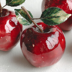 Fini Gloss Red High Shiny Leaves Close-Up Apples With