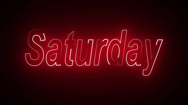 Glowing colorful neon text day of Saturday. Neon light sign with the name of the day of Saturday . New modern digital neon shine week name text icon animation with black . - Powered by Adobe