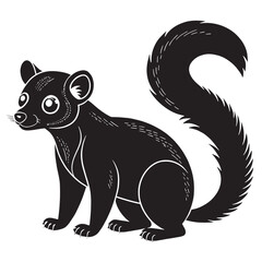 black kinkajou Silhouette Vector, High Quality Illustration on White Background