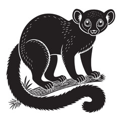 black kinkajou Silhouette Vector, High Quality Illustration on White Background