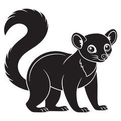 black kinkajou Silhouette Vector, High Quality Illustration on White Background