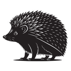 black hedgehog Silhouette Vector, High Quality Illustration on White Background