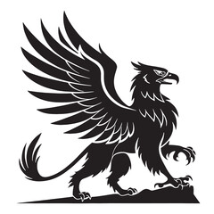 Black griffin Silhouette Vector, High Quality Illustration on White Background