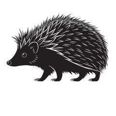 black hedgehog Silhouette Vector, High Quality Illustration on White Background