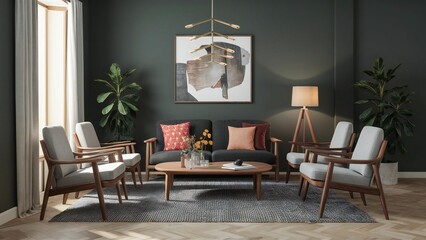 Modern living room with comfortable seating and stylish decor