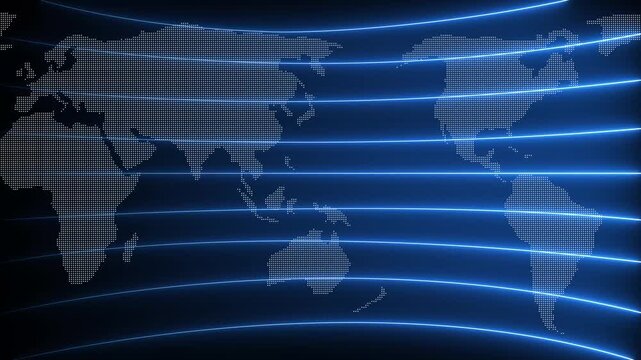 Cyber Monday Sale on World background. neon lines News Background animation , digital world breaking news Studio Background , world live report . and earth technology background. 4K video