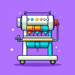 Colorful, modern machine with vibrant components creates sweet treats.