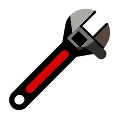 Adjustable wrench with an open jaw on a white background
